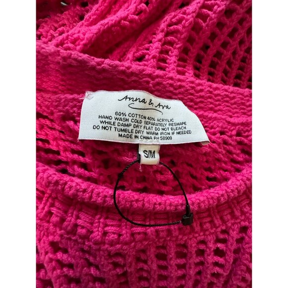NWOT ANNA & AVA Hot Pink Long Crocheted  Dress Size SM‎  BOHEMIAN Fairycore - Picture 5 of 6